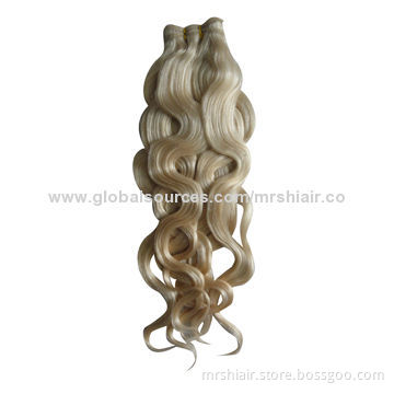 24-Inch Blond Natural Curly Malaysian Hair Weaving